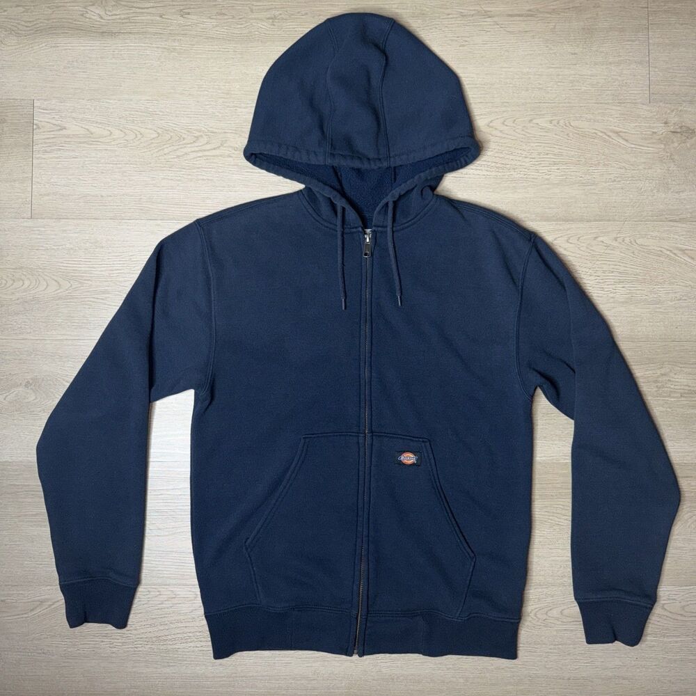 Dickies Heavyweight Full-Zip Hooded Sweatshirt Navy Blue Men's Size Small Fleece